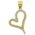 10kt Gold CZ Womens Ht:12mm x W:2.2mm Heart Charm Pendant