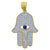 10kt Gold Two-tone CZ Mens Hamsa Blue Stone Eye Ht:36.7mm x W:21mm Religious Charm Pendant