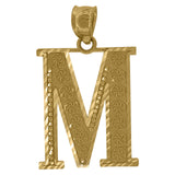 10kt Yellow Gold Unisex Diamond-cut Initial Letter M Charm Pendant