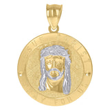 10kt Gold Two-tone Polished Unisex Jesus Christ Pray For US Ht:33.9mm x W:24.3mm Religious Charm Pendant