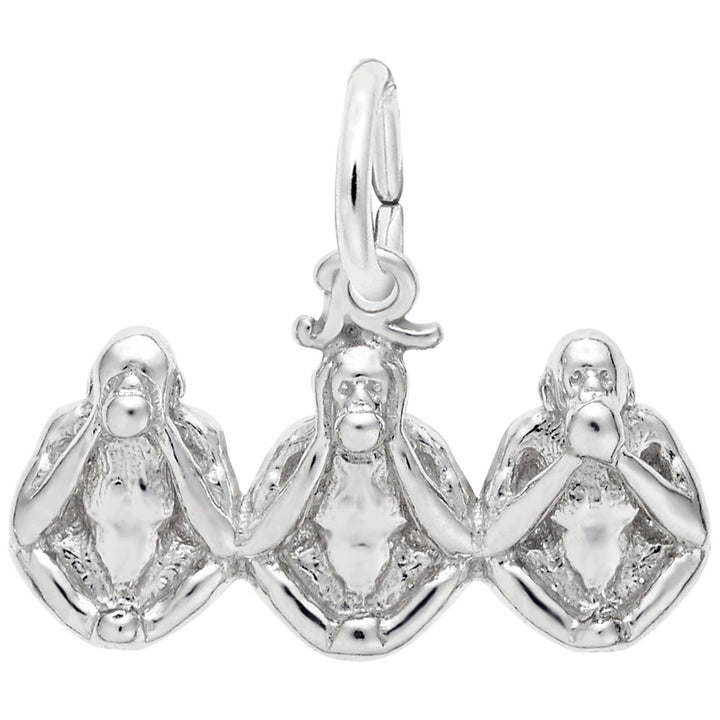 Rembrandt Charms 925 Sterling Silver Monkeys, Three Charm Pendant