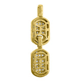 10kt Gold CZ Mens Double Ht:36.7mm x W:9.3mm Dog Tag Charm Pendant