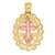 14kt Gold Unisex Two-tone Diamond-cut Cross Oval Ht:22.5mm Religious Pendant Charm