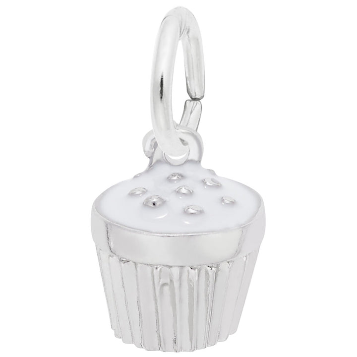 Rembrandt Charms 925 Sterling Silver Cupcake White Charm Pendant