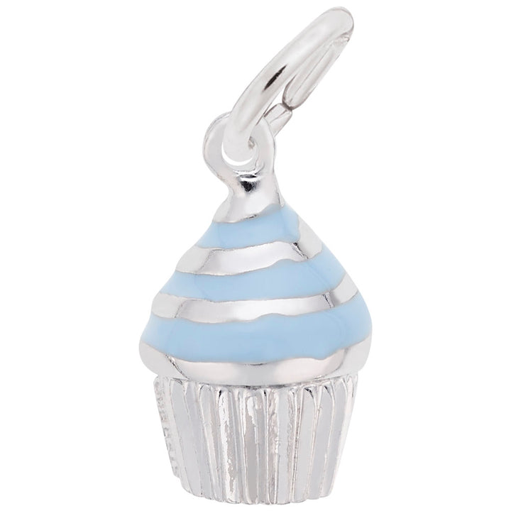 Rembrandt Charms Cupcake - Blue Icing Charm Pendant Available in Gold or Sterling Silver