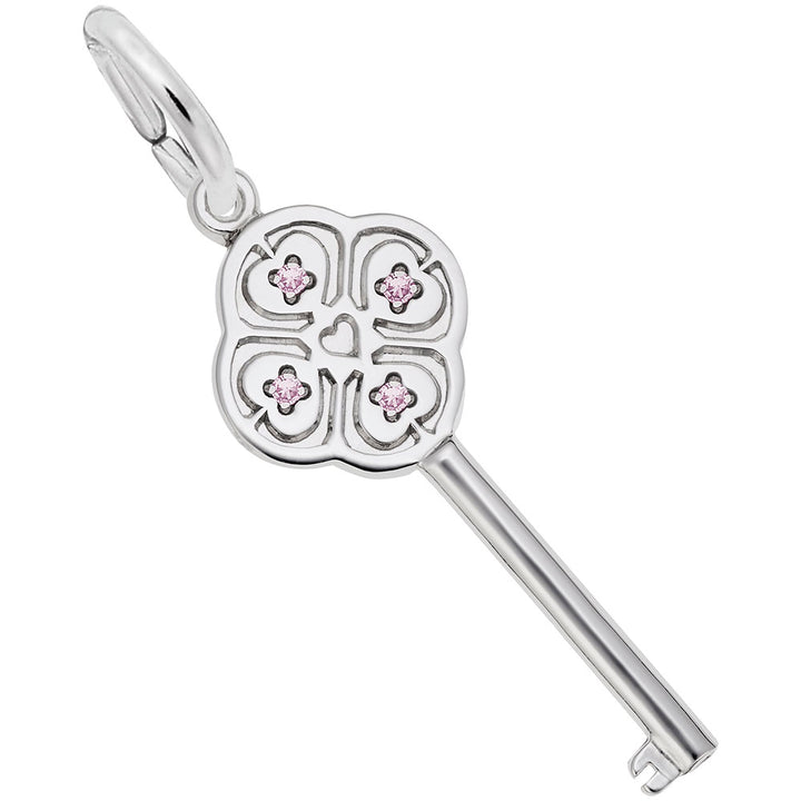 Rembrandt Charms 925 Sterling Silver Key Lg 4 Heart Oct Charm Pendant