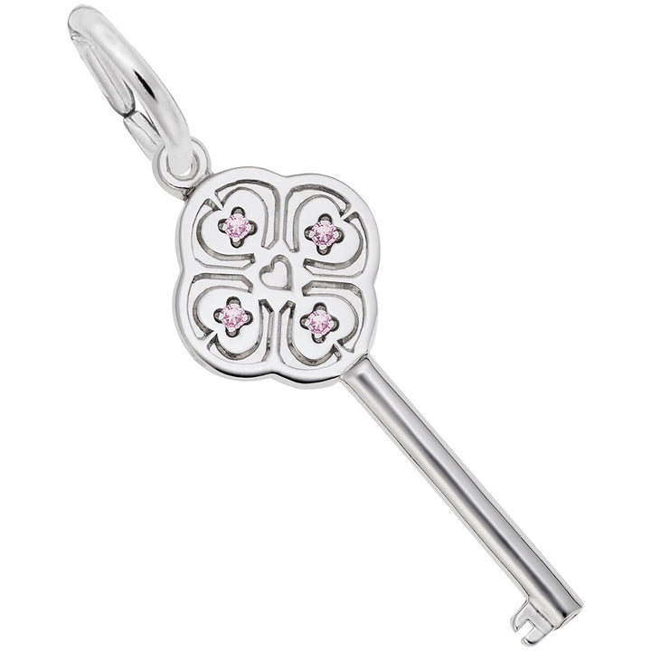 Rembrandt Charms Key Lg 4 Heart Oct Charm Pendant Available in Gold or Sterling Silver