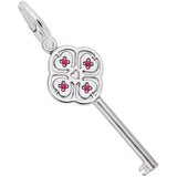 Rembrandt Charms 925 Sterling Silver Key Lg 4 Heart July Charm Pendant