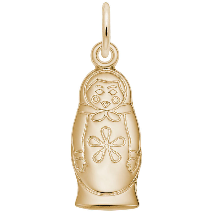 Rembrandt Charms Gold Plated Sterling Silver Matryoshka Doll Flat Back Charm Pendant