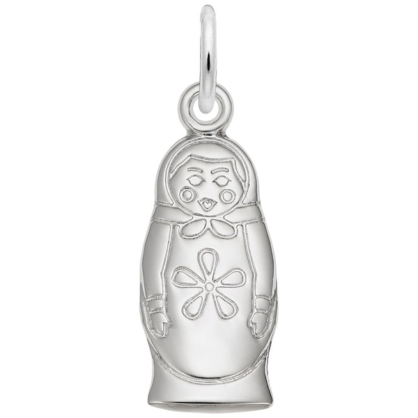 Rembrandt Charms Matryoshka Doll Flat Back Charm Pendant Available in Gold or Sterling Silver