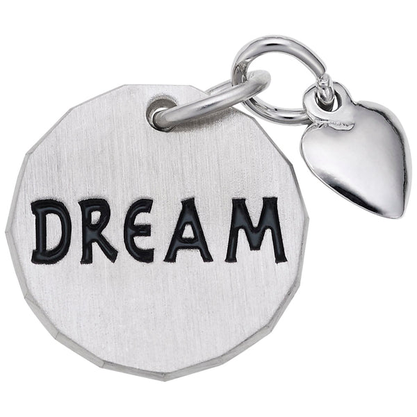 Rembrandt Charms Dream Tag W/Heart Charm Pendant Available in Gold or Sterling Silver