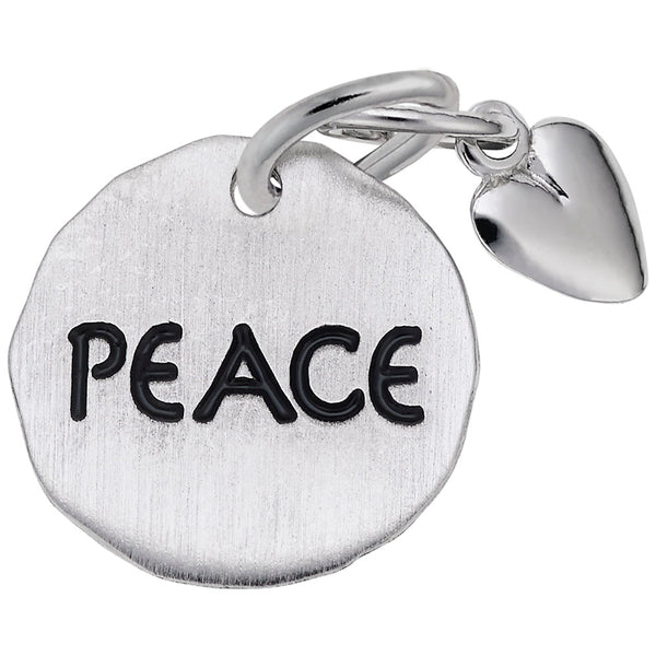 Rembrandt Charms Peace Tag W/Heart Charm Pendant Available in Gold or Sterling Silver