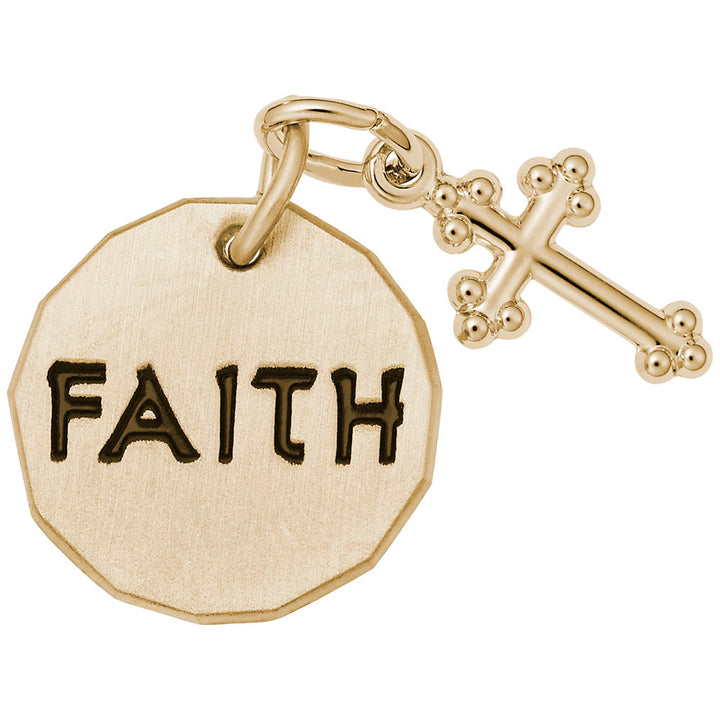 Rembrandt Charms Gold Plated Sterling Silver Faith Tag W/Cross Charm Pendant