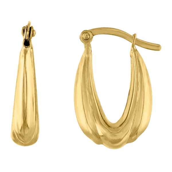 14kt Yellow Gold Womens Polished Swirl Huggie Hoop 19.2mm x Snap Earrings