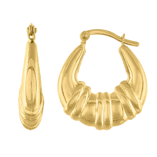 14kt Yellow Gold Womens Polished Shrimp Huggie Hoop 22.6mm x Snap Earrings