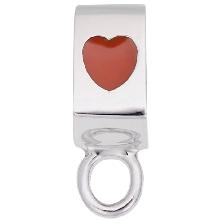 Rembrandt Charms 925 Sterling Silver Charm Holder For Bead Bracelets Red Heart Charm Pendant