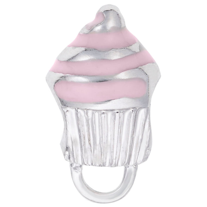 Rembrandt Charms 925 Sterling Silver Cupcake Charm Holder For Bead Bracelets - Pink Charm Pendant