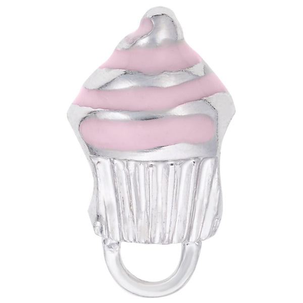 Rembrandt Charms Cupcake Charm Holder For Bead Bracelets - Pink Charm Pendant Available in Gold or Sterling Silver