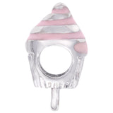 Rembrandt Charms 925 Sterling Silver Cupcake Charm Holder For Bead Bracelets - Pink Charm Pendant
