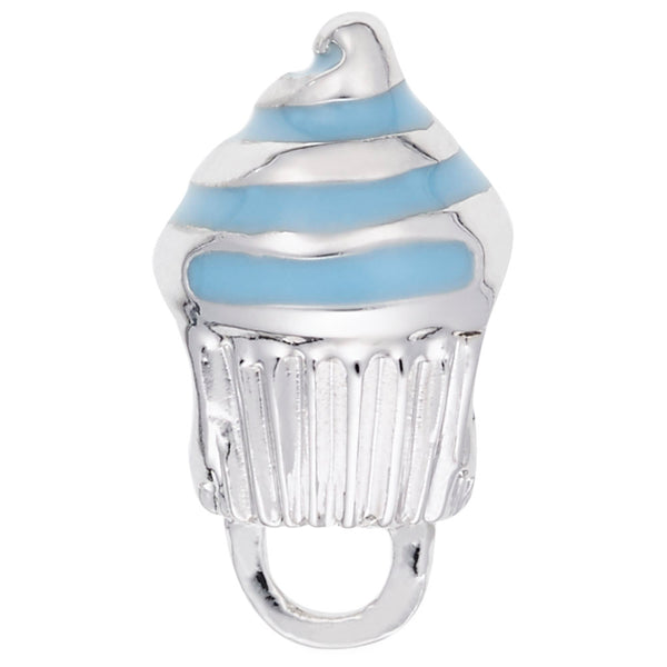 Rembrandt Charms Cupcake Charm Holder For Bead Bracelets - Blue Charm Pendant Available in Gold or Sterling Silver