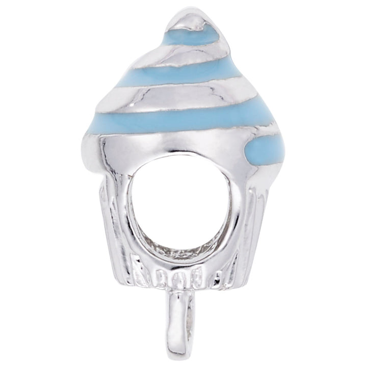 Rembrandt Charms 925 Sterling Silver Cupcake Charm Holder For Bead Bracelets - Blue Charm Pendant