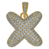 10kt Yellow Gold Unisex Cubic Zirconia CZ Initial Letter X Charm Pendant