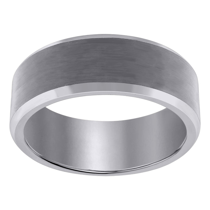 Tungsten Mens Beveled Edges Brushed Comfort Fit Mens Wedding Band 8mm Size-7