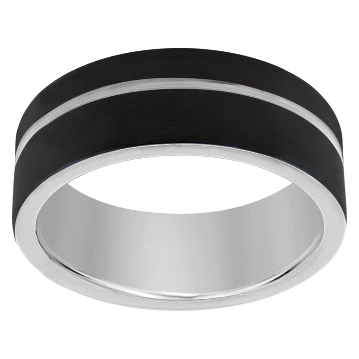 Tungsten Black Mens Beveled Edge Comfort Fit Mens Wedding Band 8mm Size-7