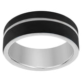 Tungsten Black Mens Beveled Edge Comfort Fit Mens Wedding Band 8mm Size-9