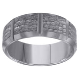 Tungsten Mens Hammered Comfort Fit Mens Wedding Band 8mm Sizes 7 To 13.5