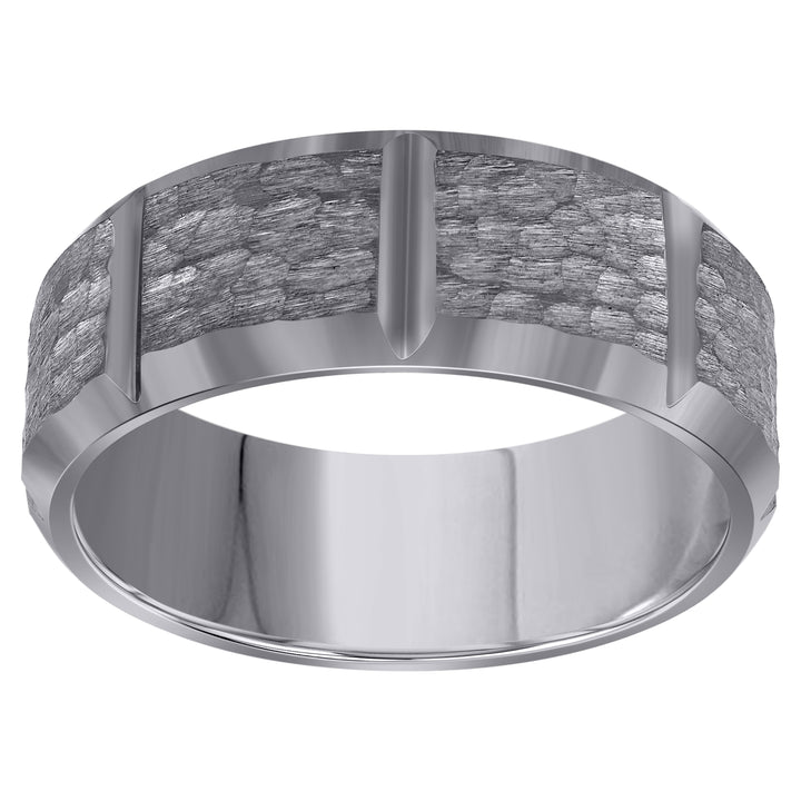 Tungsten Mens Hammered Comfort Fit Mens Wedding Band 8mm Size-7.5