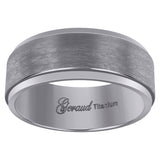 Titanium Mens Brushed Beveled Edge Comfort Fit Wedding Band 8mm Sizes 8 - 13