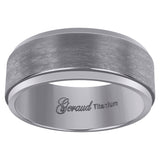 Titanium Mens Brushed Beveled Edge Comfort Fit Wedding Band 8mm Size 8