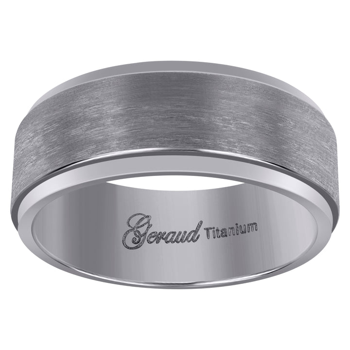 Titanium Mens Brushed Beveled Edge Comfort Fit Wedding Band 8mm Size 8