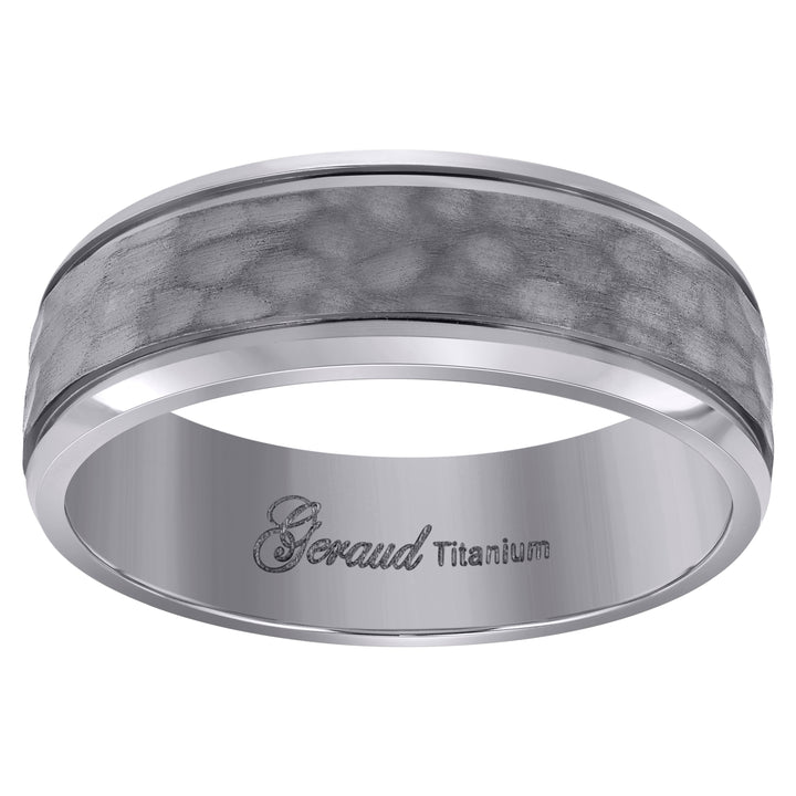 Titanium Mens Brushed Hammered Comfort Fit Wedding Band 8mm Size 10.5