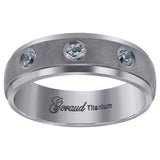 Titanium Mens Cubic Zirconia CZ Brushed Ridged Edge Comfort Fit Wedding Band 6mm Size 8
