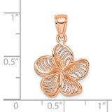 14k Rose Gold Beaded & Polished Plumeria Flower Charm Pendant