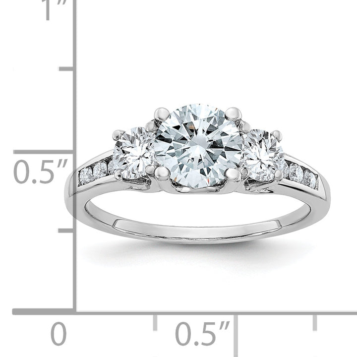 14kt White Gold 3 Stone Colorless Moissanite Ring 1.50ct (1.5 Carat) Ring Size 7