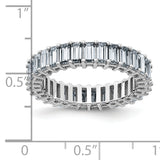 14kt White Gold Emerald-cut Eternity D E F Pure Light Moissanite Band Ring 3.72 Carat, Ring Size 7
