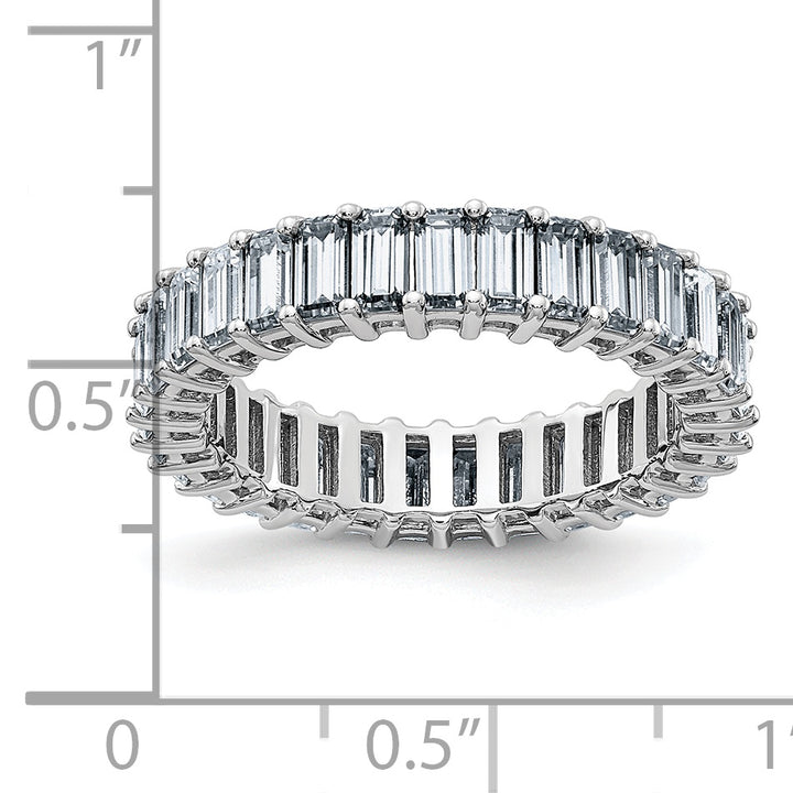 14kt White Gold Emerald-cut Eternity D E F Pure Light Moissanite Band Ring 3.72 Carat, Ring Size 7