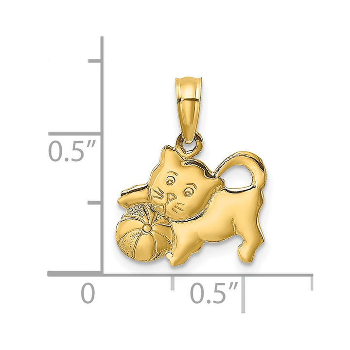 14k Yellow Gold 3D Polished Kitten Charm Pendant