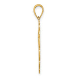 14k Yellow Gold Pelican In Circle Charm Pendant