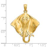 14k Yellow Gold 2-D & Polished Stingray Charm Pendant