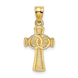 14k Yellow Gold Solid Cross with  Eternity Rings Cross Charm Pendant