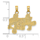 14k Yellow Gold BEST FRIENDS BREAKABLE PUZZLE PIECES Charm Pendant