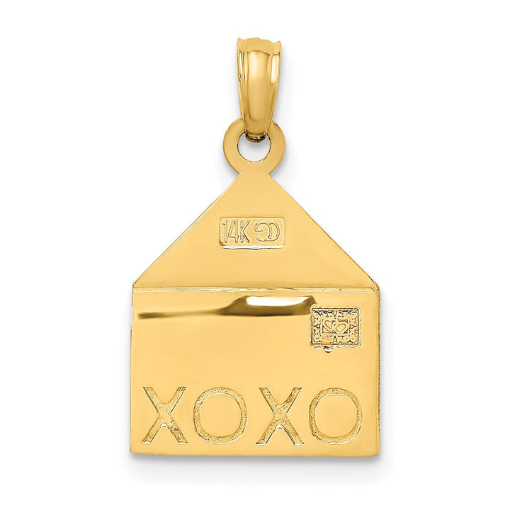 14k Gold Two-tone Moveable & Yellow Gold 3D XOXO Envelope Heart Charm Pendant