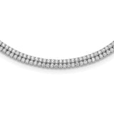 Sterling Silver Rhodium-plated 2-Row Cubic Zirconia with 2in. Extender Necklace Size 16