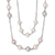Sterling Silver Rhodium-plated 2 row 7-8 and 8-9mm White, Pink, Purple FWC Pearl Necklace
