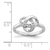 925 Sterling Silver Rhodium-plated Cubic Zirconia Knot Ring Size 7
