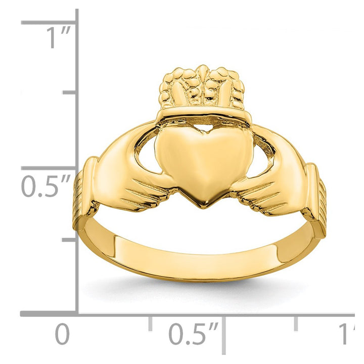 14k Yellow Gold Polished Claddagh Ring (Size 9) Charm Pendant